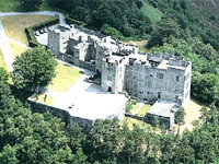 Detail of aerial view of Castle Drogo, Devon, showing the spectacular location (Image: National Trust on Dartmoor) - click for complete image