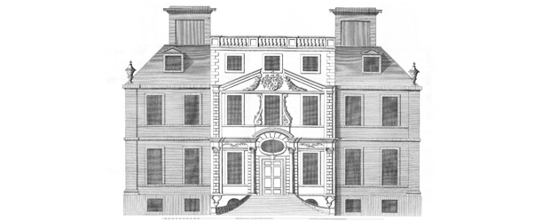 Escot House, Devon as shown in Vitruvius Britannicus (vol i, plate 78) - burnt down 1808