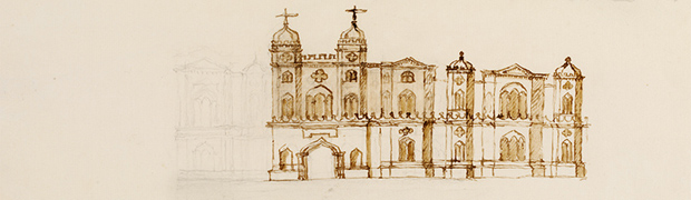 Sketch design for the east front of Esher Place, William Kent, c1732 (copyright: Victoria & Albert Museum)
