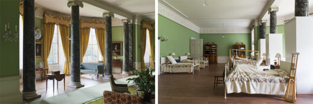 The Saloon, Dunham Massey - contrasting traditional and WWII themed presentation (Images: ©National Trust Images - James Dobson/Andreas von Einsiedel)